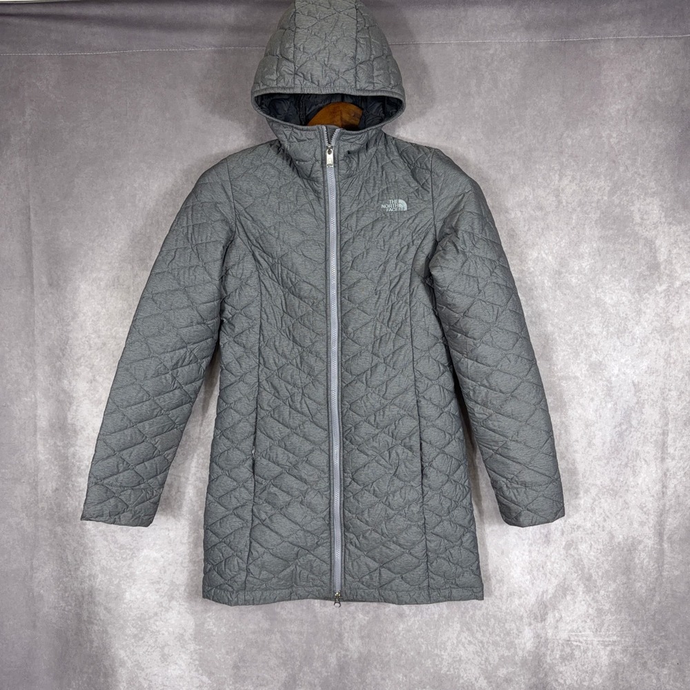 The North Face Thermoball Insulated Quilted Parka Jacket XS‎ Grey Hooded Coat